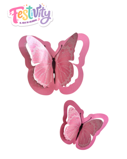 Aplique Mariposa Rosa x12