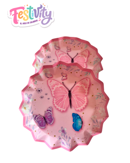Plato Estrella Mariposa Rosa