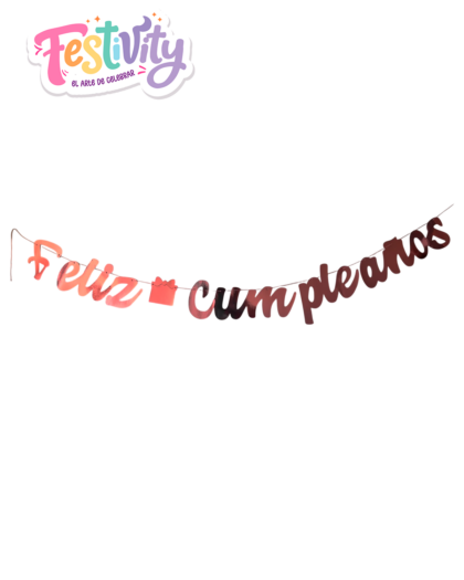 Guirnalda Feliz Cumpleaños Cursiva Metalizada