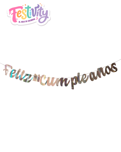 Guirnalda Feliz Cumpleaños Cursiva Tornasol